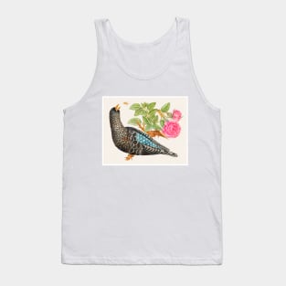 Blue-Black Bird on Rose Branch with Spider (18th Century) Tank Top